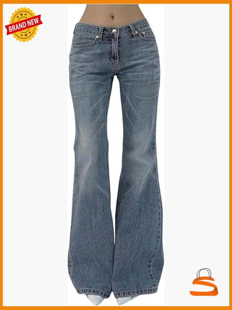 Low Rise Flare Leg Stretchy Denim Bell Bottom Jeans Y2k Going Out